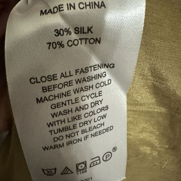 Quince Silk Blend Button Up Blouse M Oversized Office Siren Olive Gold LS - Picture 4 of 6